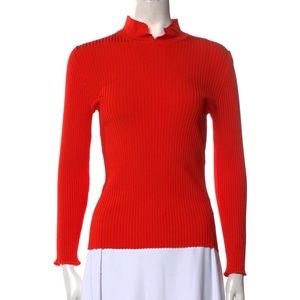 Ganni ribbed mock neck top